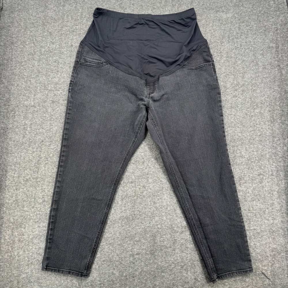 Time and Tru Maternity Skinny Jeans Black Wash XXL 20 Full Belly Band Ankle Chic